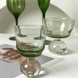 Creative Design Round Bead Bubble Cup, Ice Cream Cup, Luxury Vintage Ins Style Glass Cup, Dessert Milkshake Cup