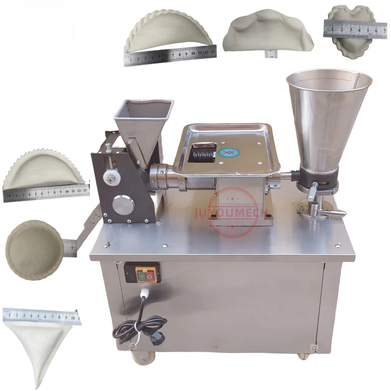 

4500/hour dumpling machine, manual folding of large pancakes, making large meat filling, and rolling machine