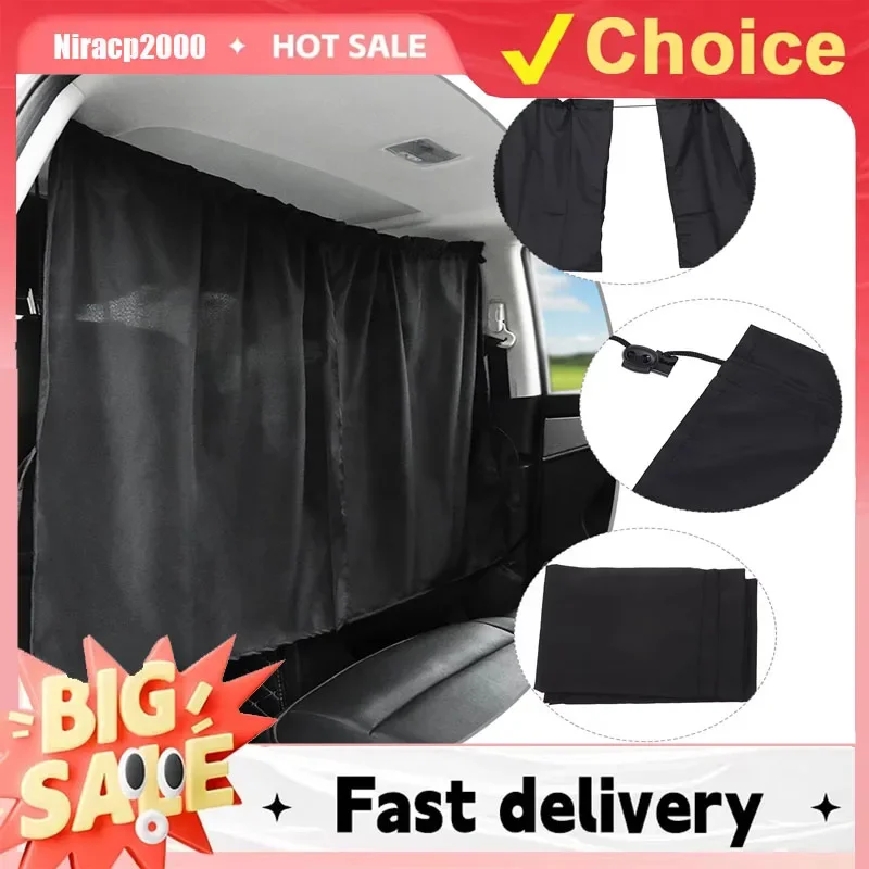 NEW Car Privacy Curtains Set Blackout Sun Shade Window Cover Divider Between Rear Seat for Van SUV Auto Camping Travel Nap