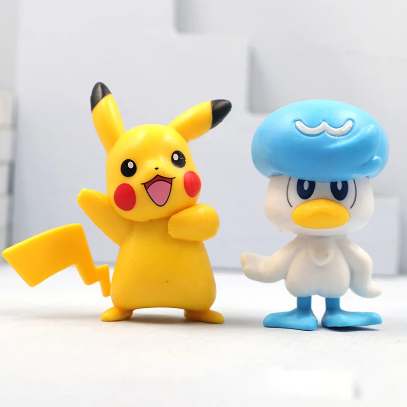 7 pçs anime pokemon pikachu figura charizard bulbasaur floragato fuecoco quaxly ymer conjunto bonito modelo de brinquedo carro ornamentos desktop