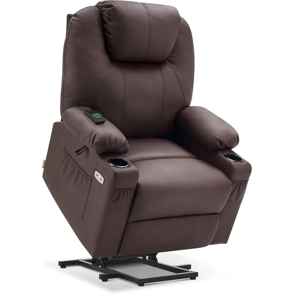 Large Power Lift Recliner Chair Sofa with Massage and Heat for Big and Tall Elderly People, Living Room Sofas with Cup Holders