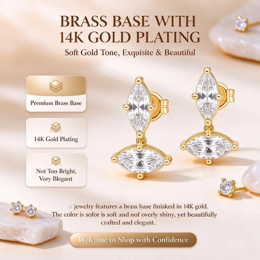 Moonmory Original Design Luxus-Birnen-Ohrringe für Damen mit Messing, 14K vergoldet, dreifache zarte Tropfen-Ketten-Ohrstecker – Detail 13
