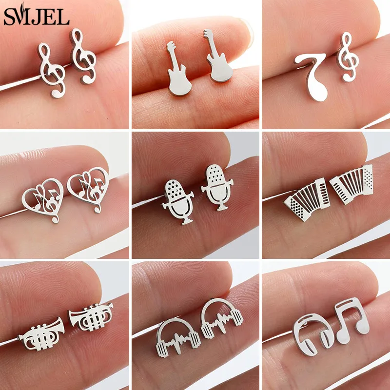 Mini Edelstahl Musik instrument Ohrringe für Frauen Mädchen Mode Musik note Ohrringe Trend Schmuck Musik liebhaber Geschenke