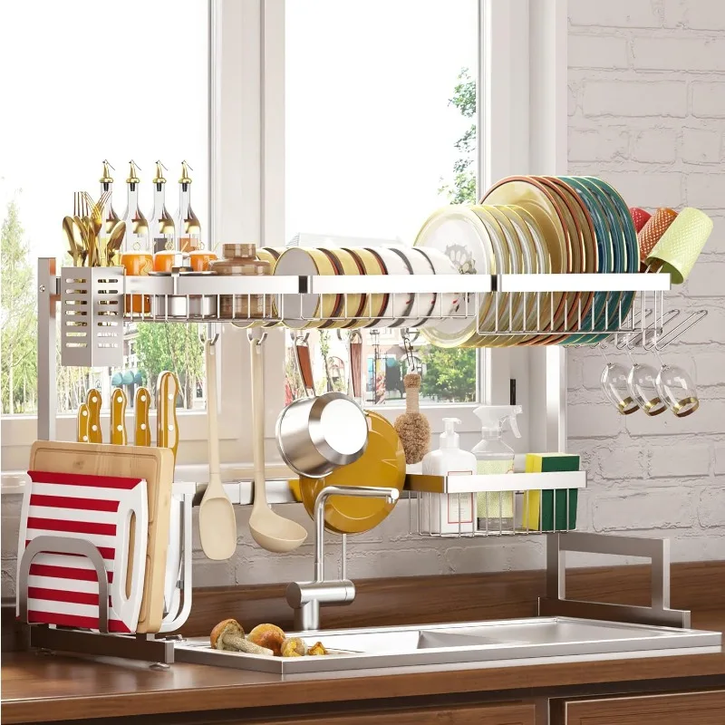 

Dish Drying Rack Over Sink (26"-38"), Adjustable Large Dish Drainer for Kitchen Storage Counter Organization