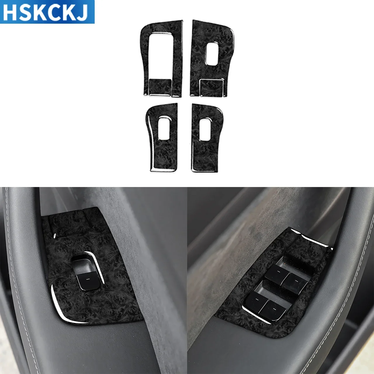 

For Tesla Model 3 2018—2020 Wood Grain Car Accessories Window Lifting Switch Panel Cover Trim Interior Decoration Sticker