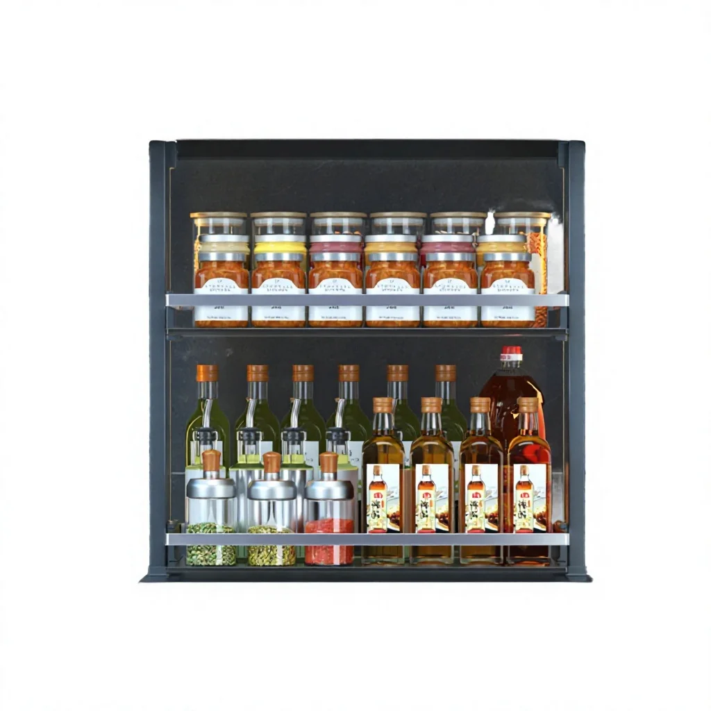 Electric Spice Rack Electric Cabinet Lift with Tempered Glass Shelves for Kitchen Storage