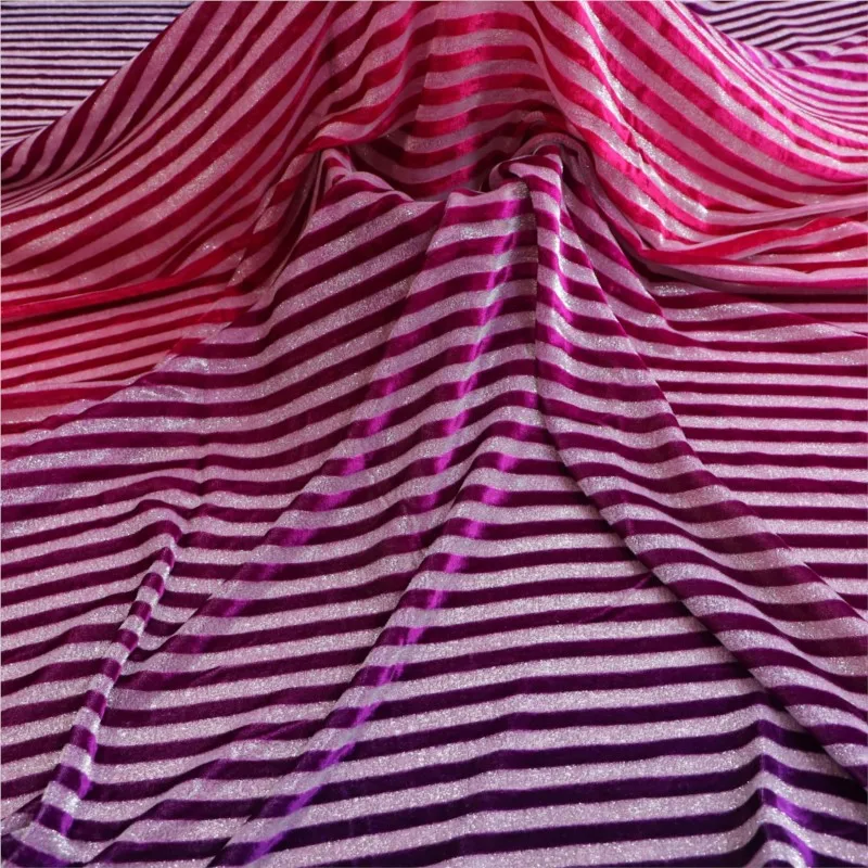 실크 밝은 줄무늬 그라데이션 벨벳 직조 조젯 원단 나이트드레스 및 이브닝 드레스용