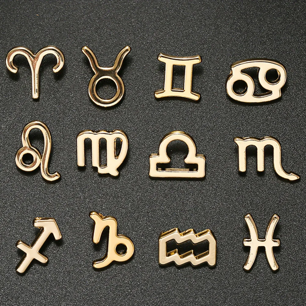 

36 Pcs Zodiac Charms Pendant Constellation Symbol Necklace Vintage Jewelry DIY Letter Pendants