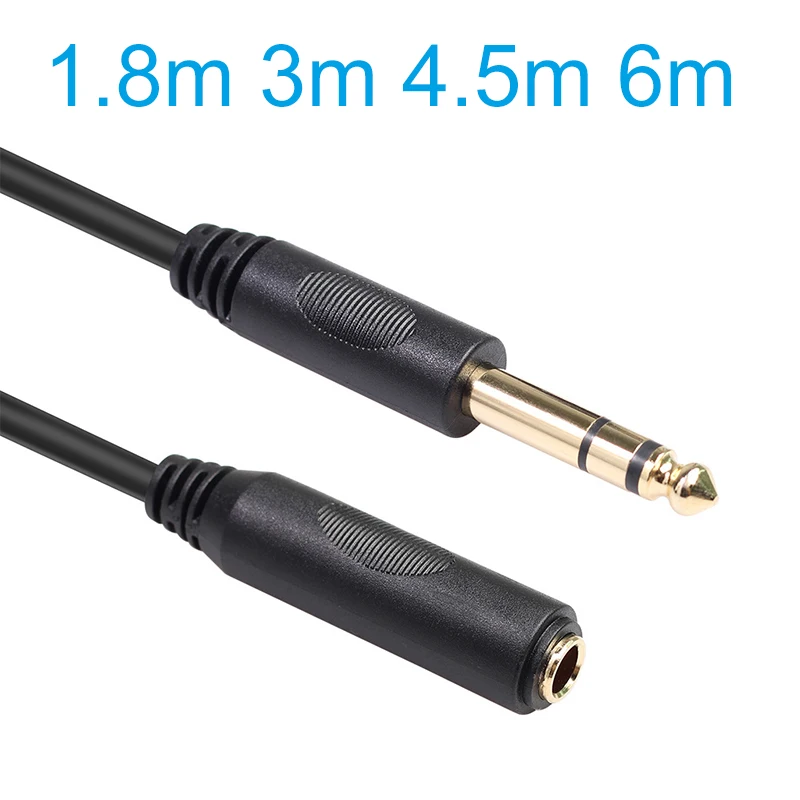 1/4 Inch TRS Stereo 6.35mm Male to Female Audio Extension Cable for Amplifier Monitors Headphone Mixer Guitar 1.8m 3m 4.5m 6m