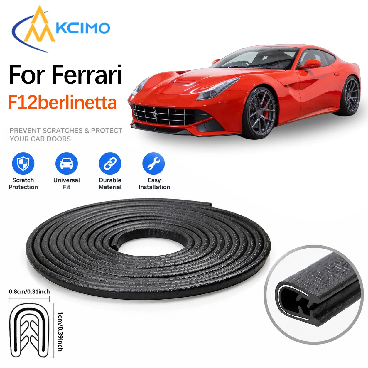 Car Door Edge Anti Scratch Guard For Ferrari F12berlinetta F152 2012-2017 PVC Seal Strip With Built‑in Steel Sheet