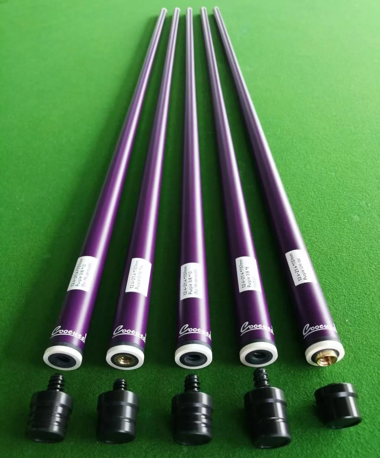 

Высокое качество с низким дефектом COOCUES 12,4 мм жемчужно-фиолетовый матовый окрашенный вал из углеродного волокна Pro конус для бильярдных киев OEM