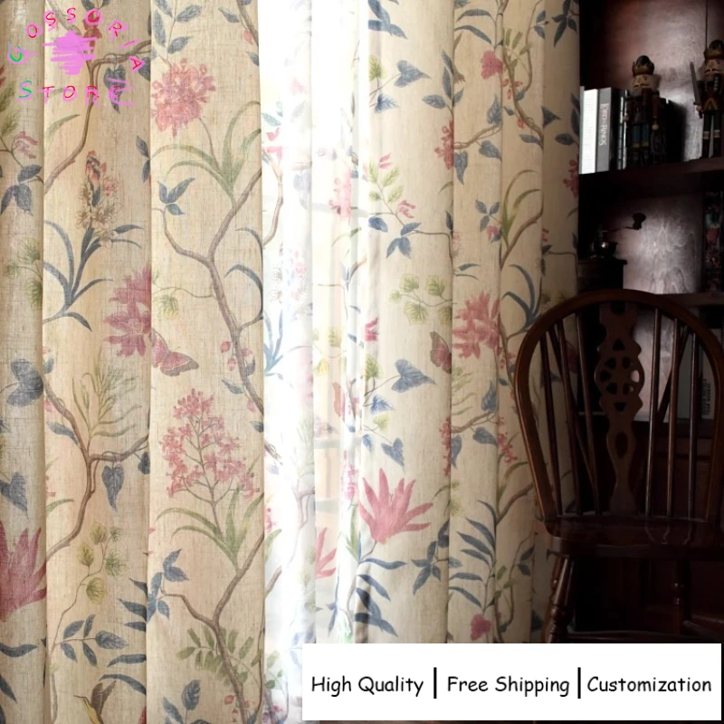 

Sample Custom Simple Beautiful Pastoral Small Countryside Curtains for Living Room Blackout Bedroom Window Finished