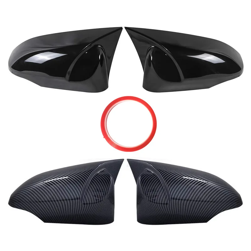 For Auris 2013-2017 Carbon Fiber Pattern Glossy Black Mirror Cover Housing Shell Cap
