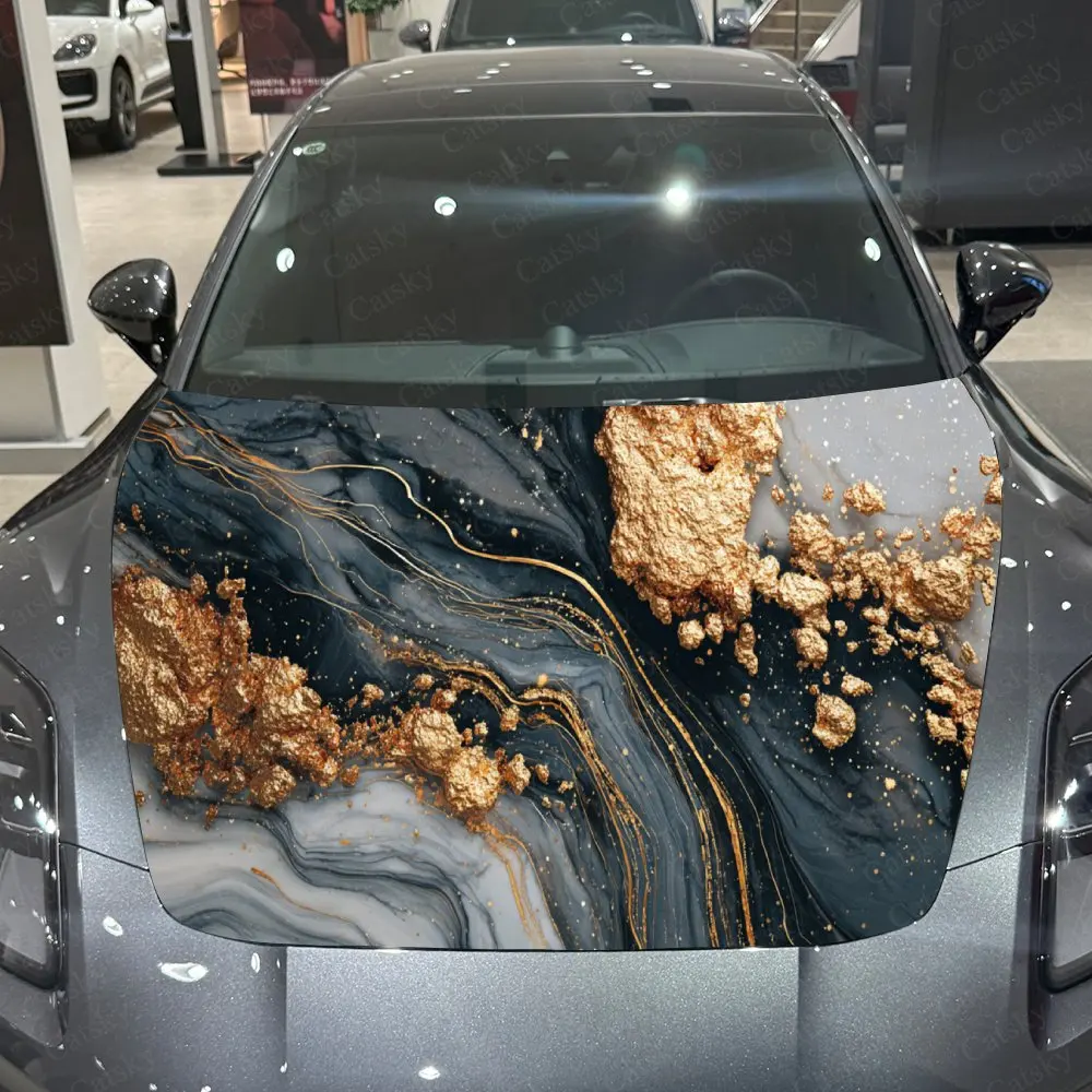 Elegancka naklejka na maskę samochodu, naklejka na pokrywę samochodu, wodoodporne i samoprzylepne folie winylowe na samochód, modna dekoracja zewnętrzna samochodu