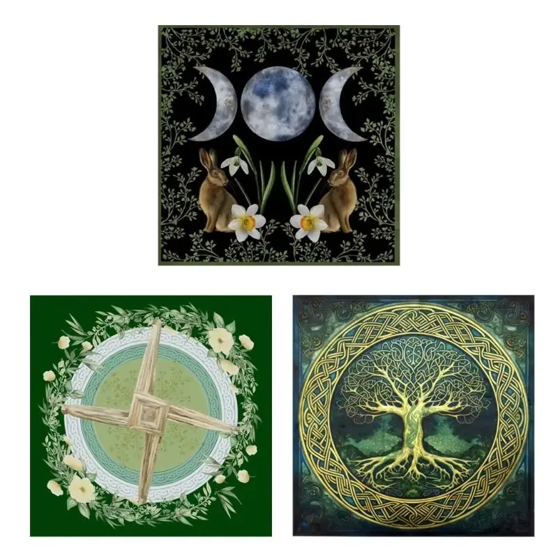 

652F Кролик Луна узор Таро скатерть Астрология колдовство палуба ткань украшения
