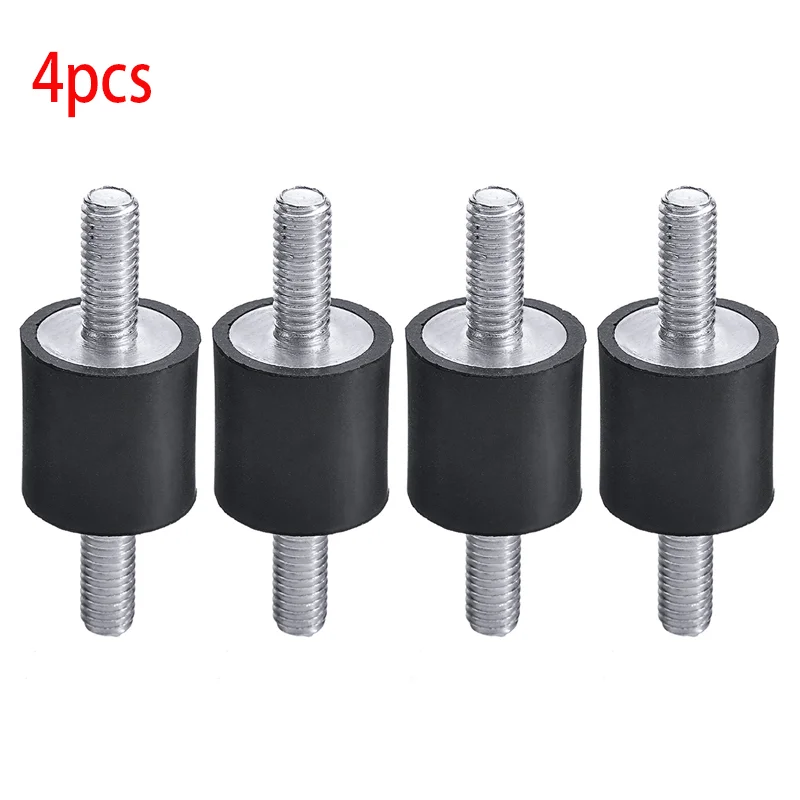 4Pcs Rubber Vibration Isolator Mounts M6*18 Double Ended Threaded Stud Damper 20x20mm for Air Compressor Motor Pump