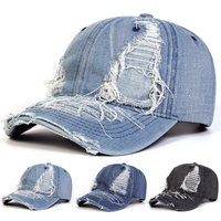 Unisex Ripped Denim Water Wash Baseball Caps Spring Autumn Outdoor Adjustable Casual Hats Sunscreen Hat Sports Cap