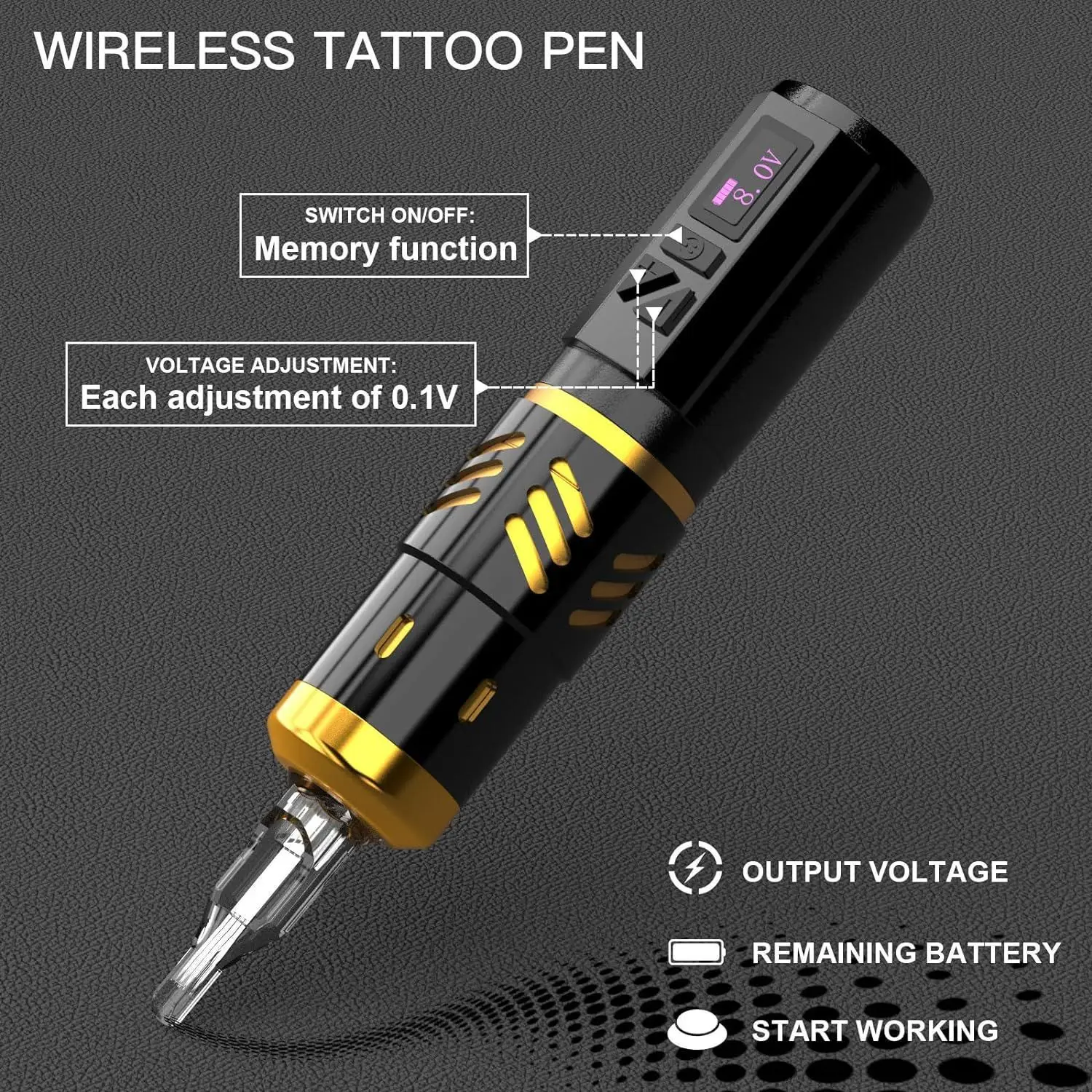 LED Digital Display Wireless Tattoo Pen 2100mAh Capacity Detachable Power Supply Portable Cartridge Tattoo Machine Gun Supply