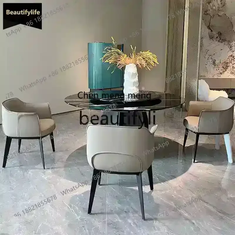 

X GG Marble Round Dining Table Living Room Modern Minimalist High-end Dining Table Villa Furniture