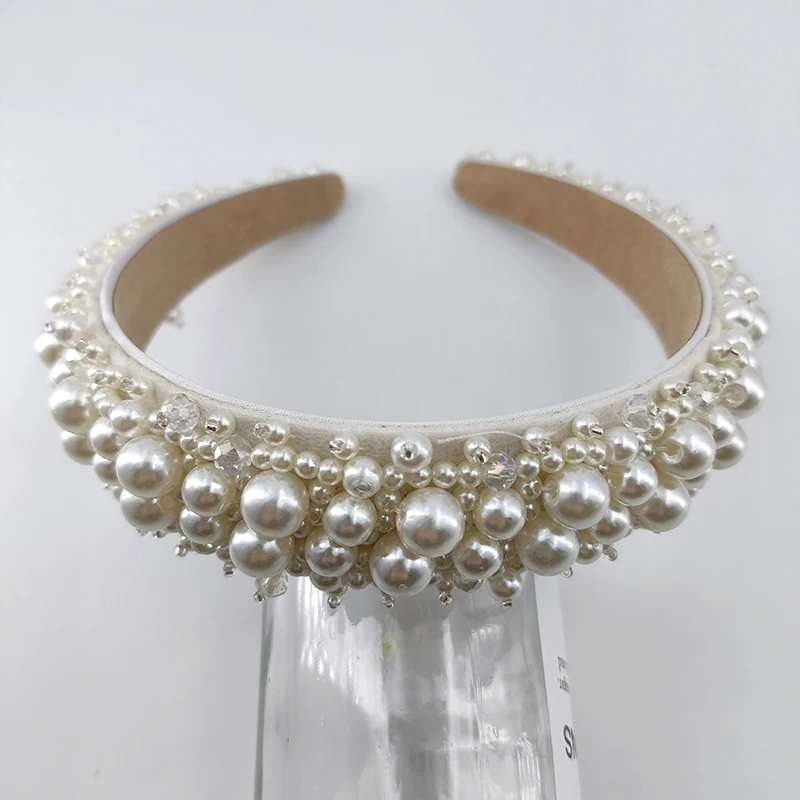 1,18 Zoll Kunstperle Kristall Stoff Kunststoff Stirnband Exquisites Haarschmuck Porm Party Kopf Dress Up – Detail 3