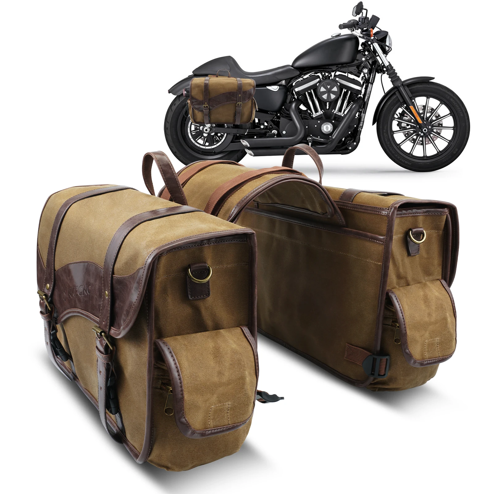 (EU voorraad) PU Vintage Motorzadeltassen Universeel voor Harley Softail Dyna Street Road Gilde Yamaha Honda Suzuki Kawasaki