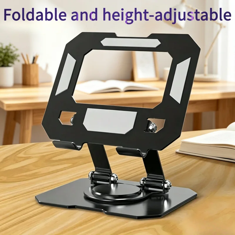 

360° Rotatable Carbon Steel Tablet Stand, Adjustable Foldable Desktop Holder for 4.7-12" iPad & Laptop