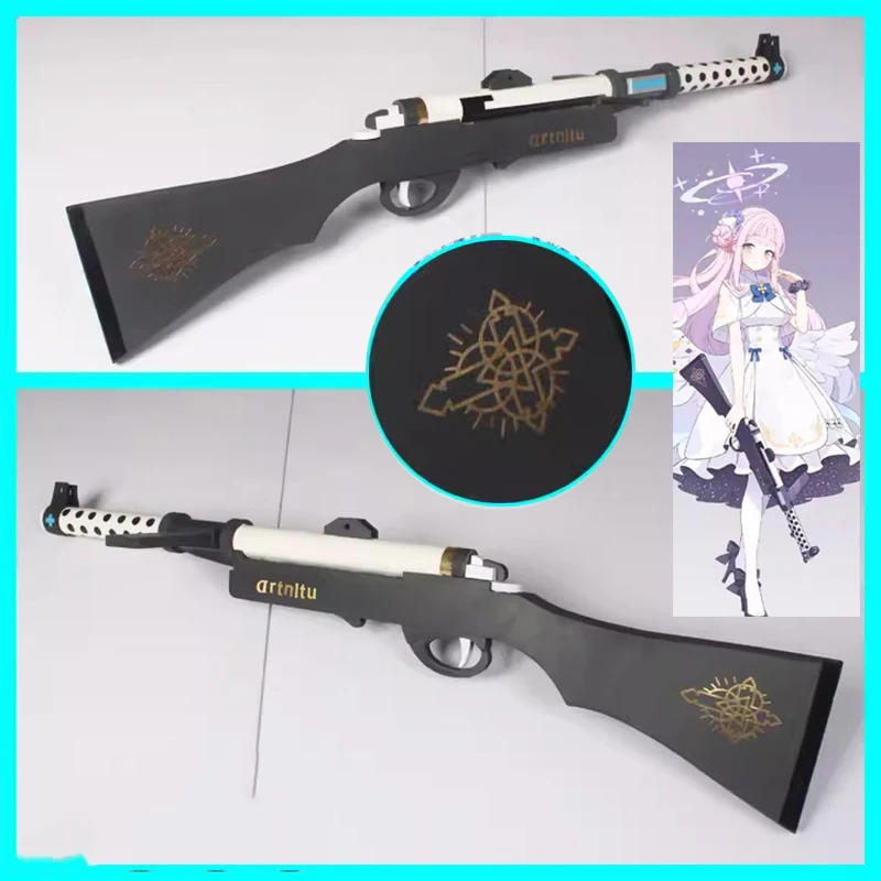 90CM Game Blue Archive Misono Mika Cosplay Gun Weapon Prop Women Halloween Party Carnival Role Play Wing Long Pink Wig Hair