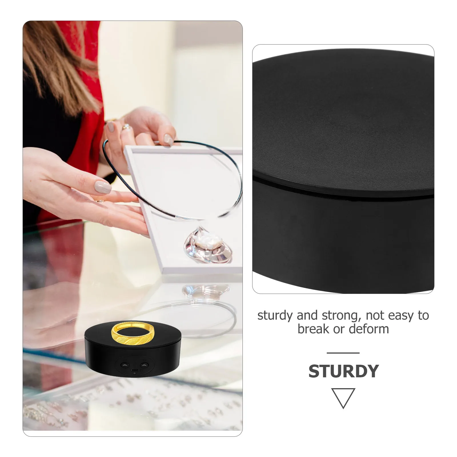 

Electric 360 Degree Rotatable Display Stand ABS Plastic Automatic Showcase for Jewelry Sublimation Tumbler Photography