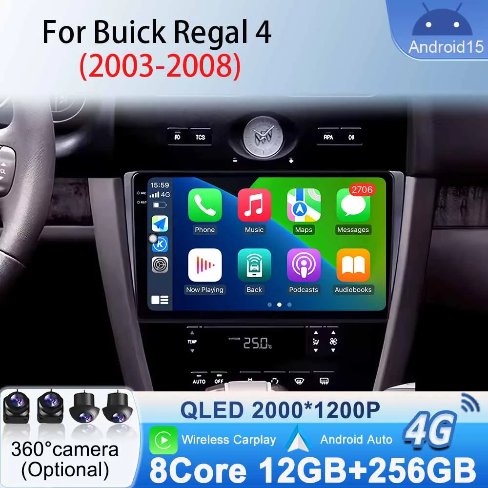 

For Buick Regal 4 2003-2008 Multimedia Video Head Unit Player Bluetooth Android 15 Car Radio GPS Navigation Stereo Audio WIFI 4G