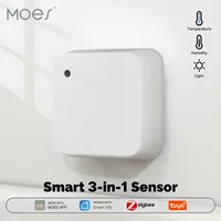 MOES Tuya ZigBee Smart Temperautre Humidity Light Sensor Illumination Value Detector App Remote Monitor Battery USB Dual Powered