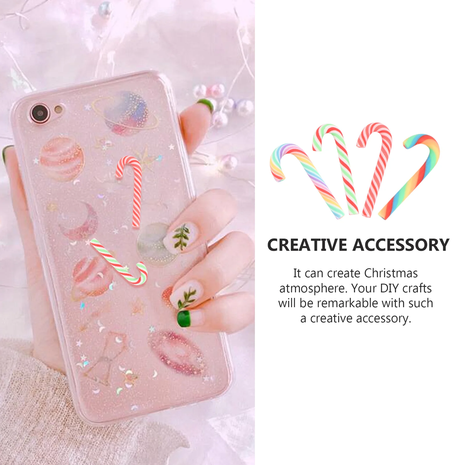 40 Pcs DIY Accessories Phone Case Accessory Material Decor Cane Christmas Decoration Holiday Polymer Clay Ornament Creative