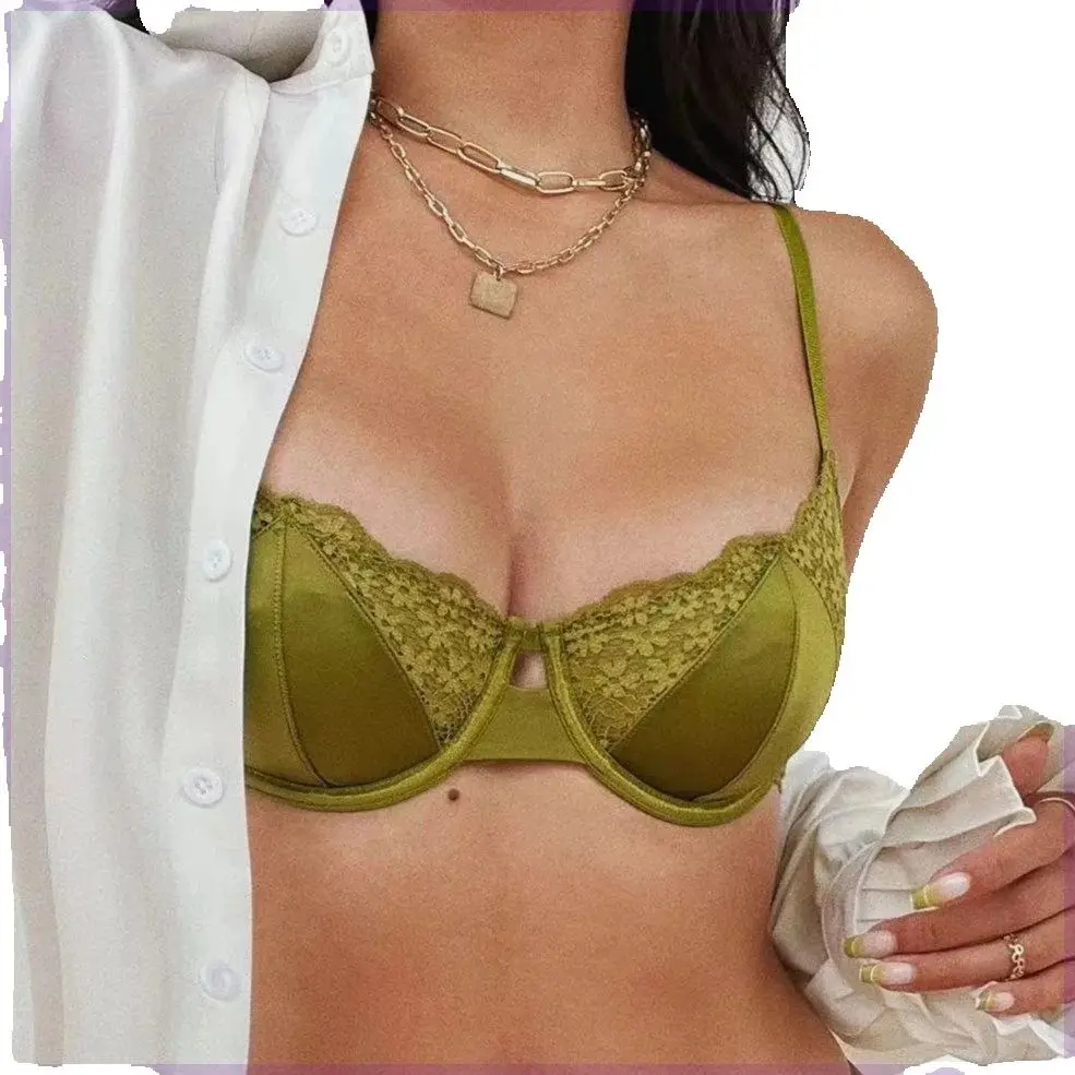 French Ultra-Thin Satin Sexy Lace Bra Set Breathable Thin Soft Steel Ring Anti-Sagging Collection of Breasts Girls Bra