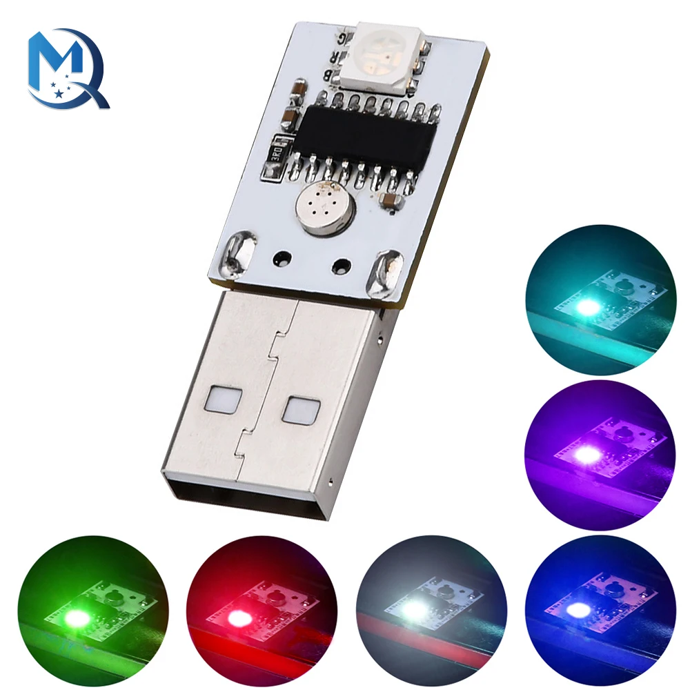 LED Intelligent Voice Control Small Night Light Module USB DC5V 6Color LED Mini Lamp Bedroom Lighting No Bluetooth WiFi Required