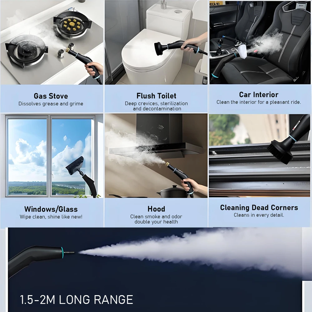 Steam Cleaner Steam Mite Remover Steam Stain Remover Kitchen 1250ML Water Tank Steam Cleaning Tool Multifunctional Steam Cleaner