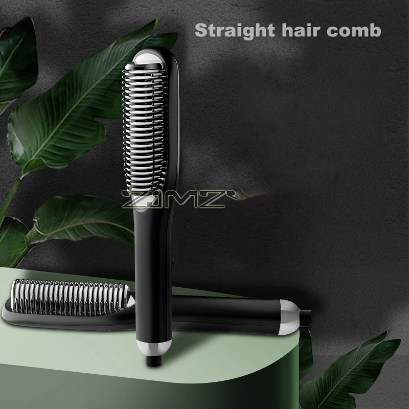 Sikat pelurus rambut, pelurus rambut panas, keramik besi datar untuk rambut halus, Anti keriting, sikat panas untuk penata