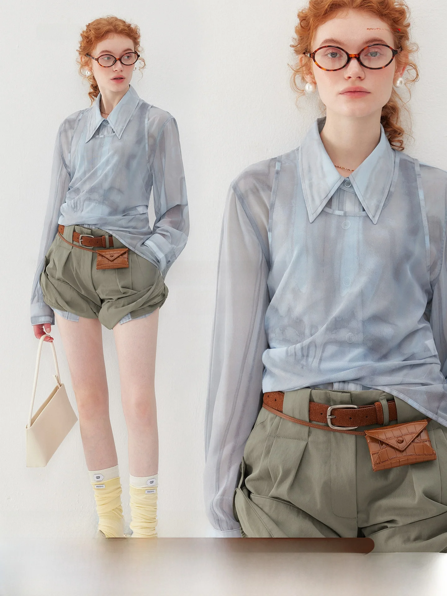 

Женский комплект из двух предметов: тонкая рубашка с длинным рукавом и тонкий жилет с U-образным вырезом, дышащий, для повседневной носки, из полиэфирного волокна, тонкая модель