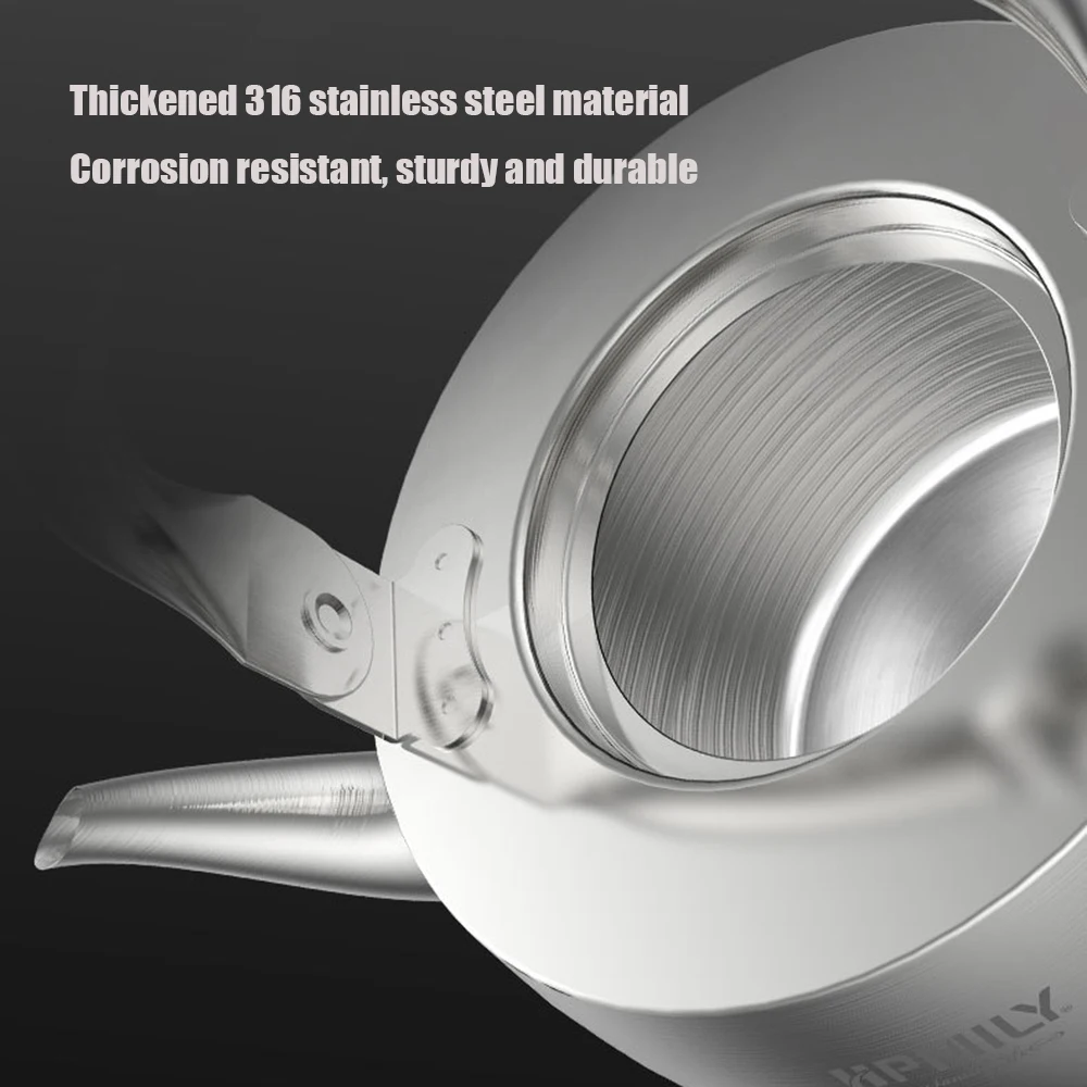 316 Stainless Steel Whistle Kettle, All Steel Teakettle with Tea Strainer, Home Restaurant Stainless Steel Teapot, 1.5L 5