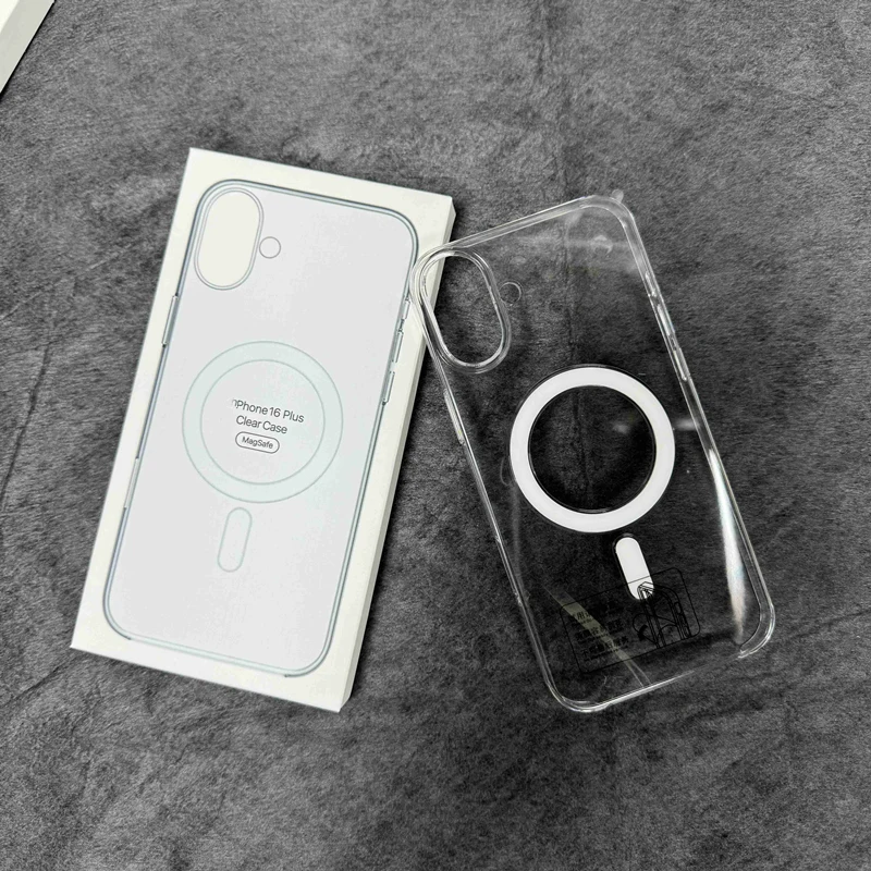 Neue transparente Acryl-klare Hülle für iPhone 16 Pro Max Plus 16e Magnetic für Magsafe Wireless Charge Cover mit Box