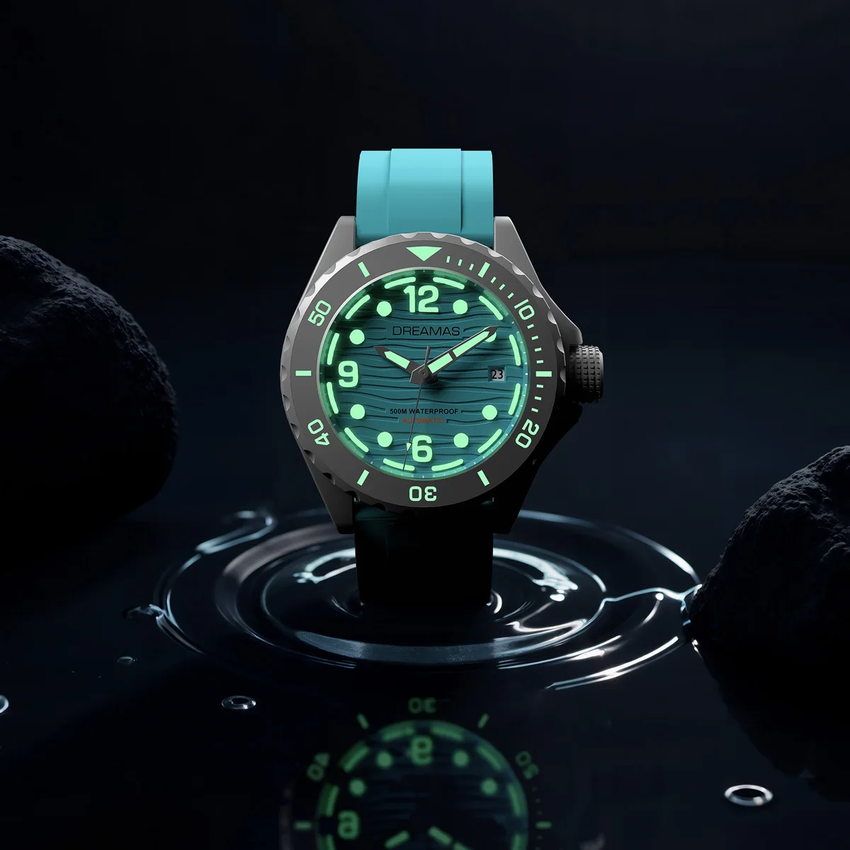 DREAMAS Men's Premium Mechanical Watch Titanium Alloy Diving Watch Swiss Super Luminous Watch D0382G8