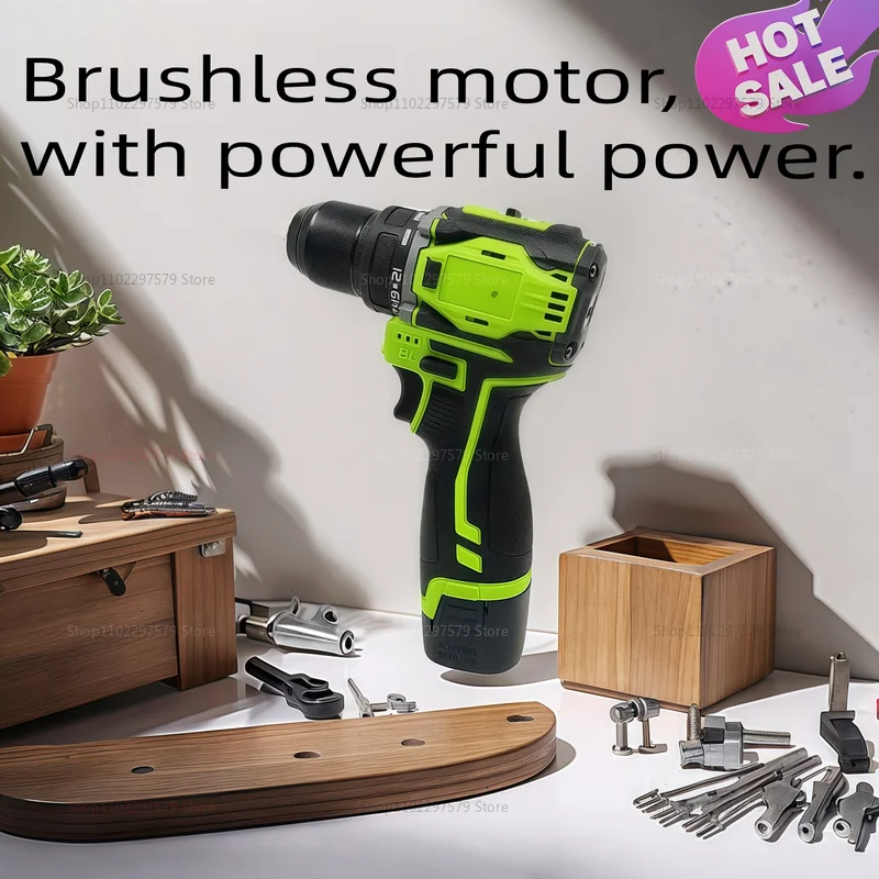 สว่านไร้สายลิเธียม 18V 2in1 และไขควงไฟฟ้า มอเตอร์ไร้แปรงถ่าน แรงบิด 45Nm เครื่องมืออเนกประสงค์สำหรับงานบ้าน DIY ซ่อมรถยนต์