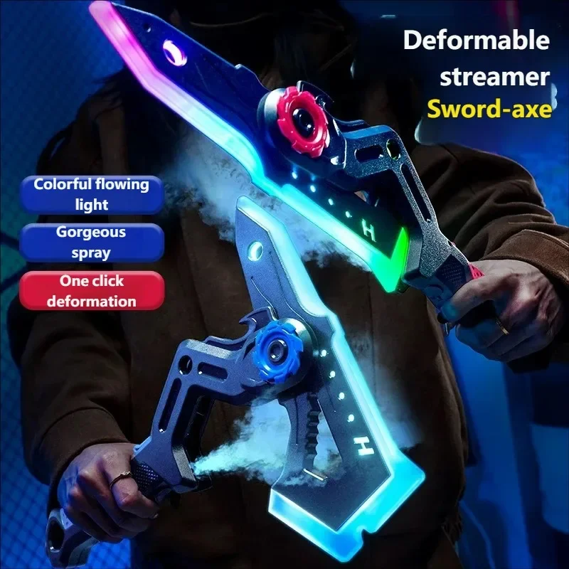 Outdoor Light-Up Toys — Dazzling LED Light-Up Smoke Sword & Axe: Cosplay Props, Party & Family Interactive Toys