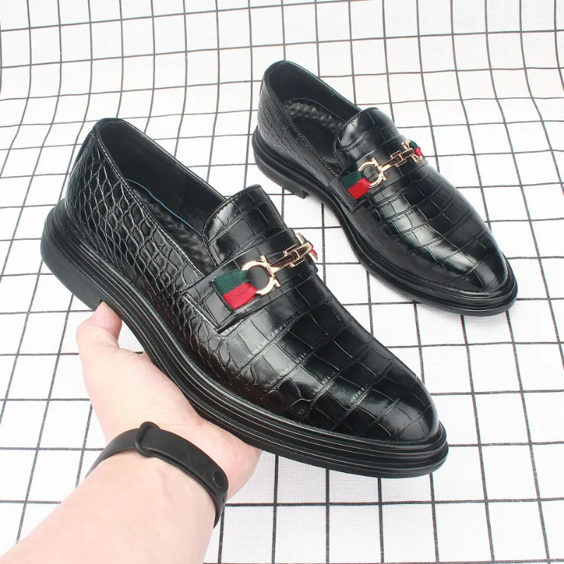 

Four Seasons of New Louboutins Men's Crocodile Leather Shoes Business Formal Casual Banquet Large Size Leather Shoes D5132