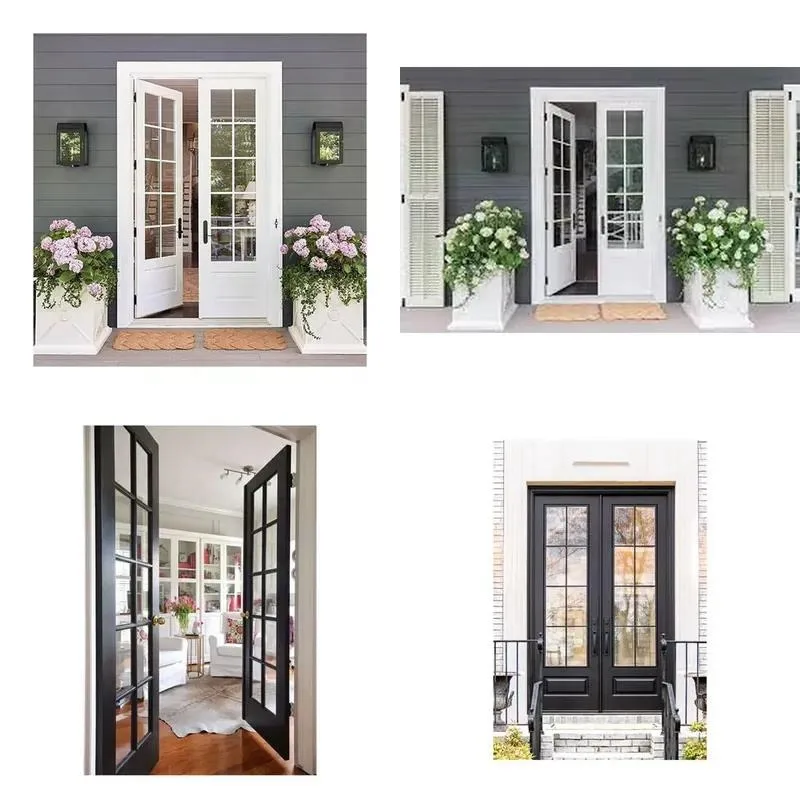 Heavy Duty Exterior Aluminum Double Glazed Doors with Tempered Glass for Office Hotel and Shopping Mall Entrance