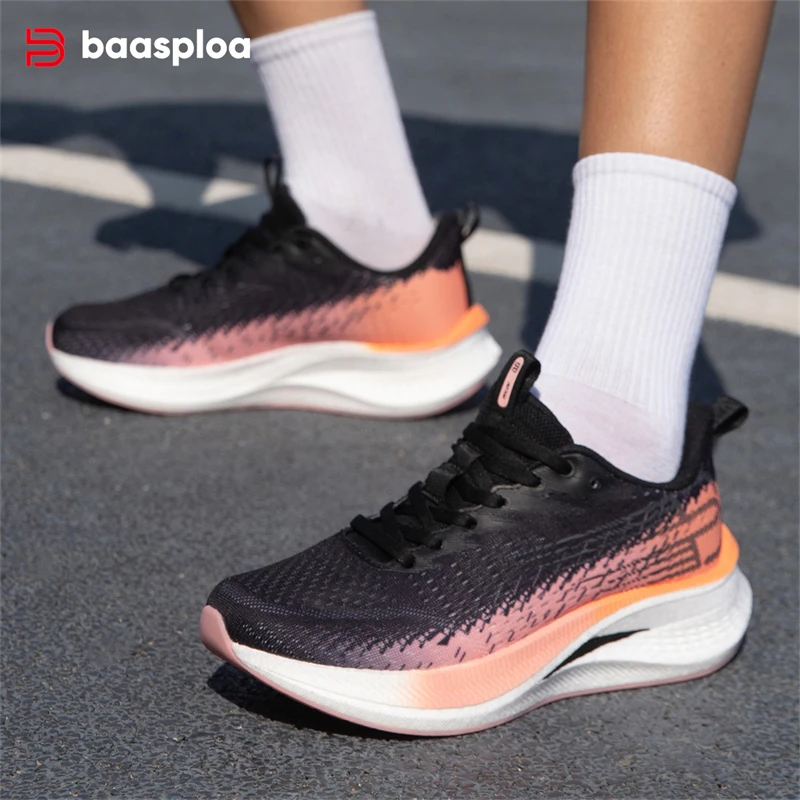 

Baasploa Women Running Shoes Casual Mesh Breathable Carbon Plate Sports Shoes Female Outdoor Lightweight Professional Sneakers