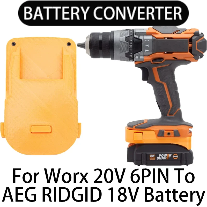 

Battery Adapter/Converter for AEG RIDGID 18V Li-ion tools to Worx 20V 6PIN Li-ion Battery Adapter Power Tool Accessories