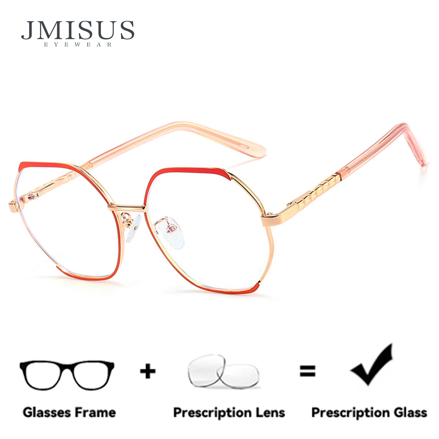 

Очки для чтения JMISUS: высококачественные металлические, геометрической формы, с защитой от синего света, фотохромные серые, женские, многоугольные, с диоптриями