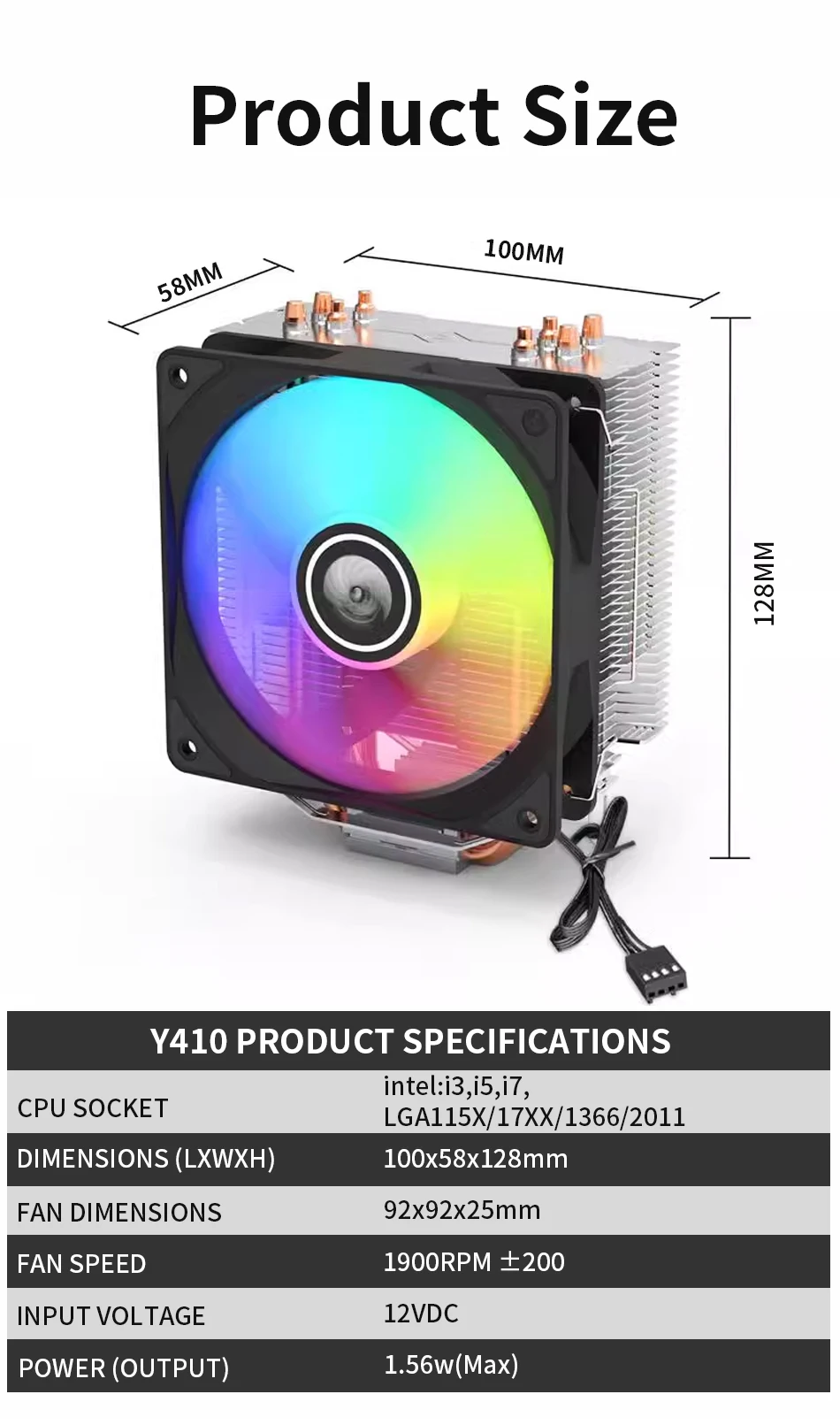 ENVINDA CPU Cooler 4 Heat Pipes PC Radiator Cooling 3PIN/4PIN PWM Silent Rgb Fan For Intel 2011 1150 1155 1156 1366 image 6