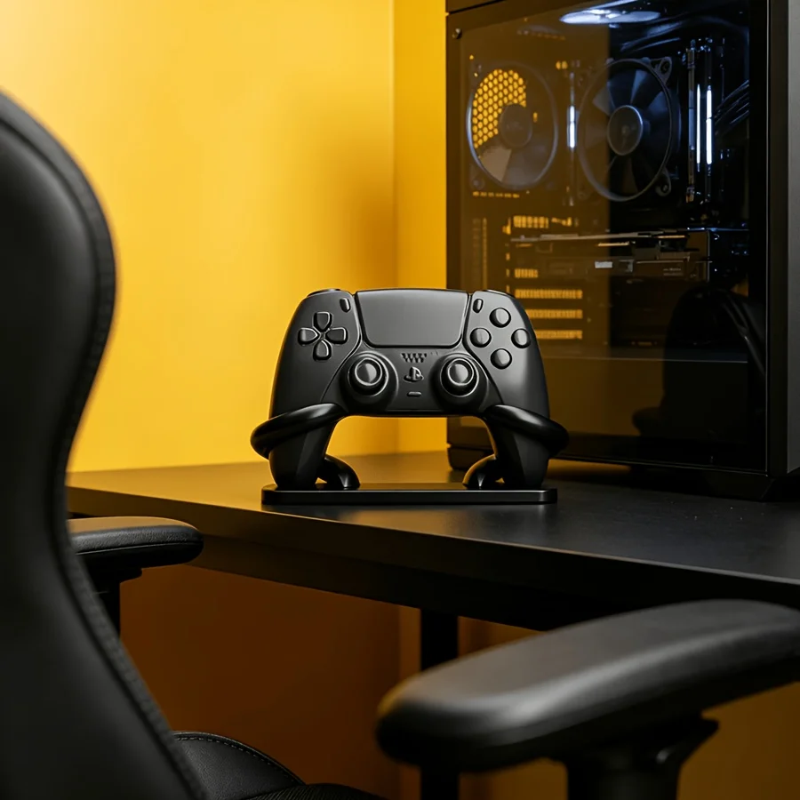 minimalism Game Controller Holder 3D Printed Anti-Slip Desk Stand Universal Gamepad Mount PS5 PS4 Xbox Gaming Desktop Organizer view 4