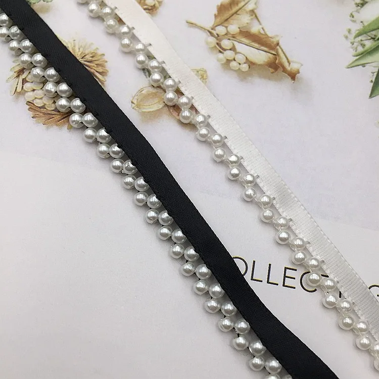 Handmade Beaded Lace Trim Single-Sided 3mm Pearl Lace Trim Ribbon DIY Clothing Women\'s Clothing Decoration Accessories