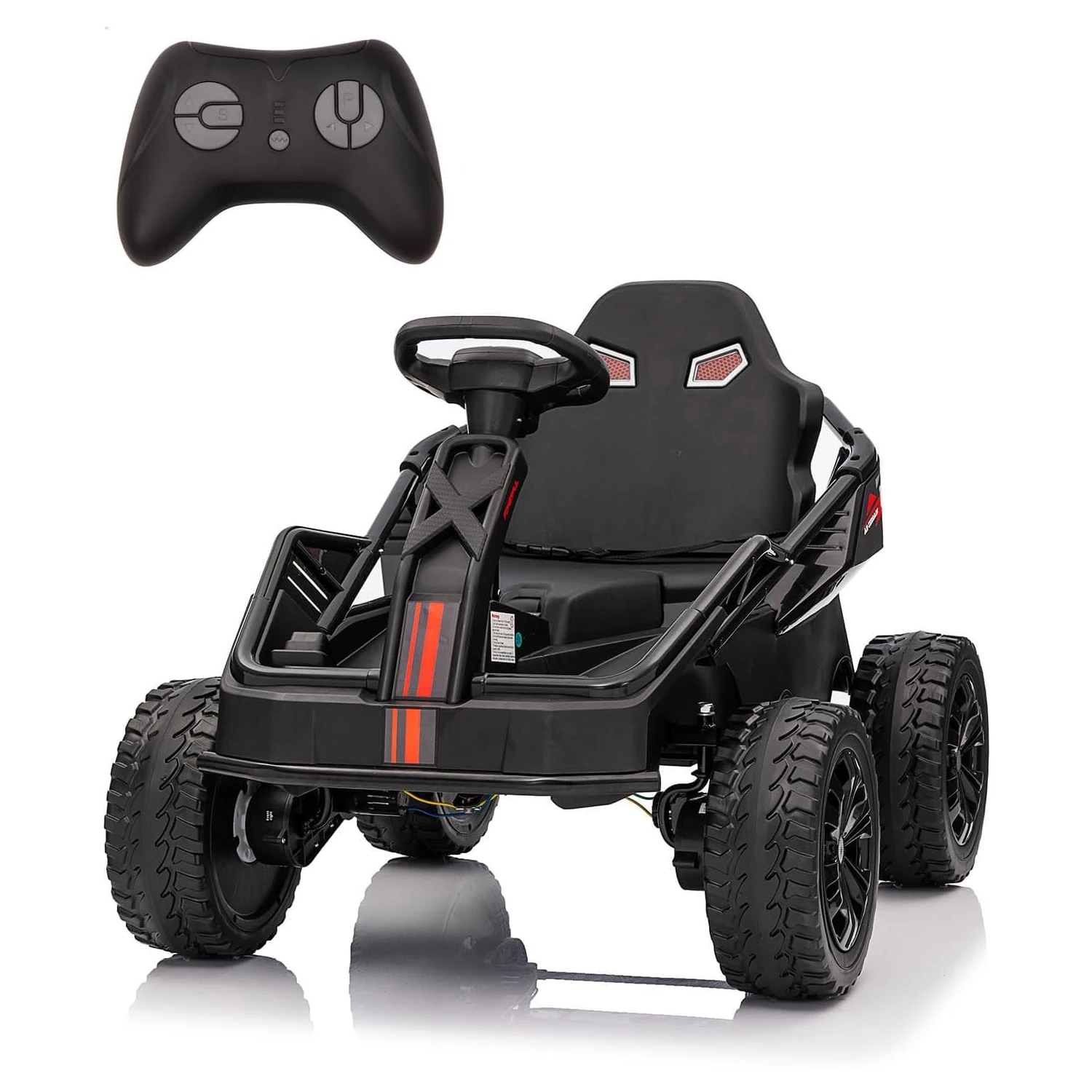 24V Kids Power 4 Wheels, 200W 4x4 Ride On Toy Electric Go Kart 4 Stoßdämpfer, verschleißfeste Räder, Musik, 4 Wheeler ATV
